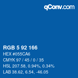 カラーコード: RGB 5 92 166 | qconv.com