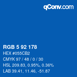 カラーコード: RGB 5 92 178 | qconv.com