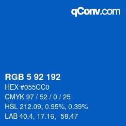 カラーコード: RGB 5 92 192 | qconv.com