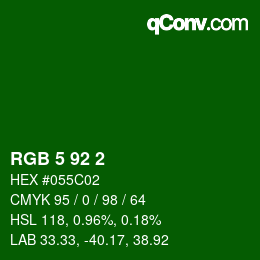 颜色代码: RGB 5 92 2 | qconv.com