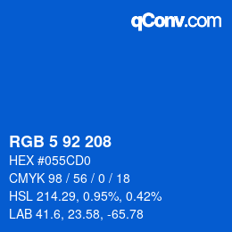 Color code: RGB 5 92 208 | qconv.com