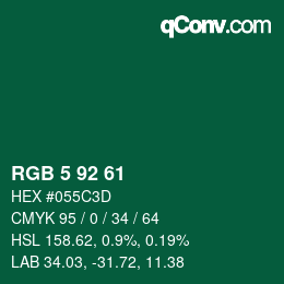 颜色代码: RGB 5 92 61 | qconv.com