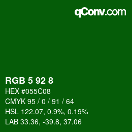 Color code: RGB 5 92 8 | qconv.com