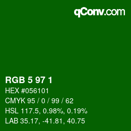 Color code: RGB 5 97 1 | qconv.com