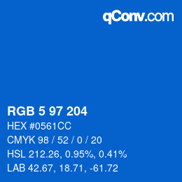 Color code: RGB 5 97 204 | qconv.com