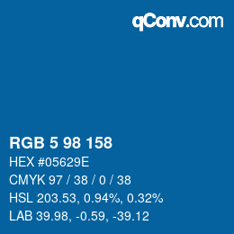 カラーコード: RGB 5 98 158 | qconv.com