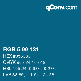 カラーコード: RGB 5 99 131 | qconv.com