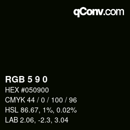 Color code: RGB 5 9 0 | qconv.com