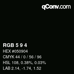 Color code: RGB 5 9 4 | qconv.com