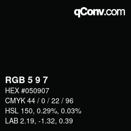カラーコード: RGB 5 9 7 | qconv.com
