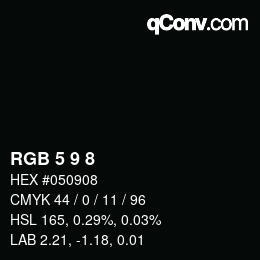 Color code: RGB 5 9 8 | qconv.com