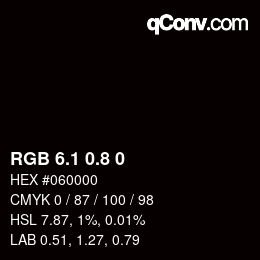 Color code: RGB 6.1 0.8 0 | qconv.com