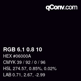 Color code: RGB 6.1 0.8 10 | qconv.com