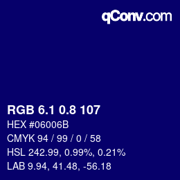 カラーコード: RGB 6.1 0.8 107 | qconv.com