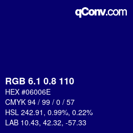 カラーコード: RGB 6.1 0.8 110 | qconv.com