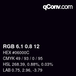 Color code: RGB 6.1 0.8 12 | qconv.com