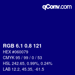 カラーコード: RGB 6.1 0.8 121 | qconv.com