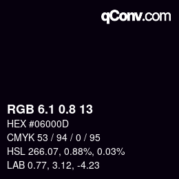 Color code: RGB 6.1 0.8 13 | qconv.com