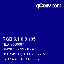 カラーコード: RGB 6.1 0.8 135 | qconv.com