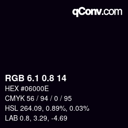 カラーコード: RGB 6.1 0.8 14 | qconv.com