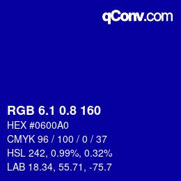 カラーコード: RGB 6.1 0.8 160 | qconv.com