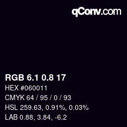 Color code: RGB 6.1 0.8 17 | qconv.com