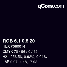 Color code: RGB 6.1 0.8 20 | qconv.com