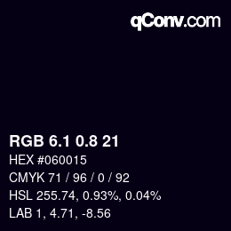 Color code: RGB 6.1 0.8 21 | qconv.com