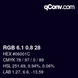 Color code: RGB 6.1 0.8 28 | qconv.com