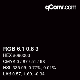 Color code: RGB 6.1 0.8 3 | qconv.com