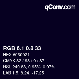 カラーコード: RGB 6.1 0.8 33 | qconv.com