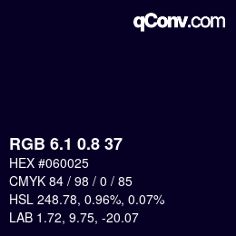 Código de color: RGB 6.1 0.8 37 | qconv.com
