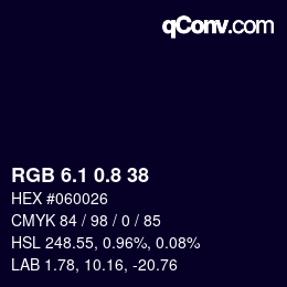 カラーコード: RGB 6.1 0.8 38 | qconv.com