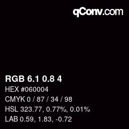 カラーコード: RGB 6.1 0.8 4 | qconv.com
