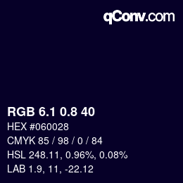 Color code: RGB 6.1 0.8 40 | qconv.com