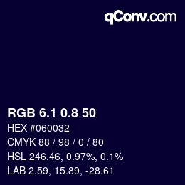 Color code: RGB 6.1 0.8 50 | qconv.com