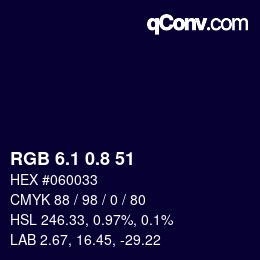 Farbcode: RGB 6.1 0.8 51 | qconv.com
