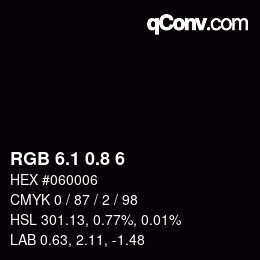 Color code: RGB 6.1 0.8 6 | qconv.com