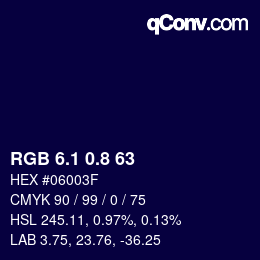 カラーコード: RGB 6.1 0.8 63 | qconv.com