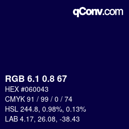 カラーコード: RGB 6.1 0.8 67 | qconv.com