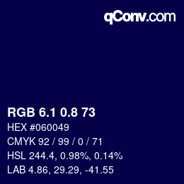 カラーコード: RGB 6.1 0.8 73 | qconv.com