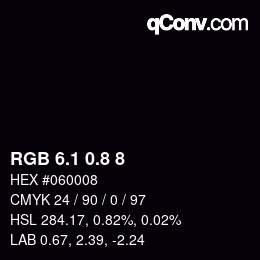 Color code: RGB 6.1 0.8 8 | qconv.com