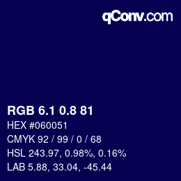 Color code: RGB 6.1 0.8 81 | qconv.com