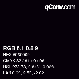 Color code: RGB 6.1 0.8 9 | qconv.com
