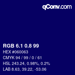 カラーコード: RGB 6.1 0.8 99 | qconv.com