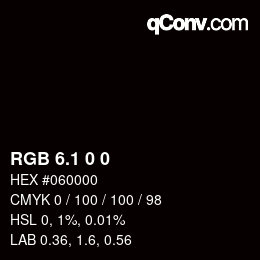 Color code: RGB 6.1 0 0 | qconv.com