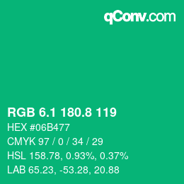 カラーコード: RGB 6.1 180.8 119 | qconv.com
