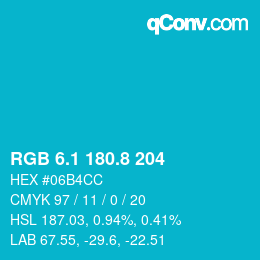 カラーコード: RGB 6.1 180.8 204 | qconv.com