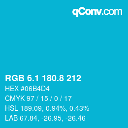カラーコード: RGB 6.1 180.8 212 | qconv.com