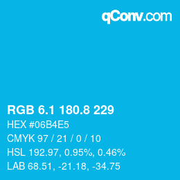 カラーコード: RGB 6.1 180.8 229 | qconv.com